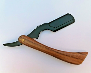 Lame en acier inoxydable de qualité supérieure coupe droite gorge Salon de coiffure rasage rasoir avec manche en bois - Product Image 3