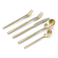Ensemble de couverts de mariage vintage en acier inoxydable durable, finition dorée, style baroque royal, 24 pièces, polissage miroir de luxe