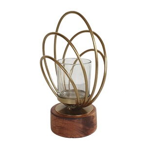 Porte-bougie unique en métal et en bois de qualité supérieure pour la décoration de la maison, présentoir de table élégant, décoration d'événements et accent d'intérieur en provenance d'Inde - Product Image 6