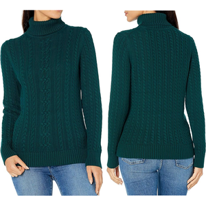 Women's Soft Touch Turtle Neck Cable Sweater Top Quality Breathable 100% Cotton Women's Classic-Fit Lightweight Long-Sleeve - Product Image 6