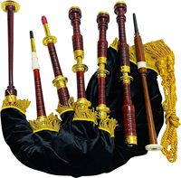 Obexa Scottish Great Highland Bagpipe Set Rosewood Gold Brass Mounts Black Velvet Hard Case Free Reeds Practice Chanter Model
