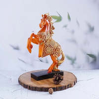 Statue de cheval orange Feng Shui artisanale en résine, motif animalier, décoration de table pour le Nouvel An chinois