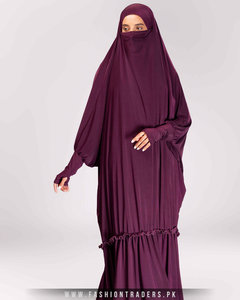 Tissu en jersey de polyester de couleur unie une pièce pour Jilbab vêtements traditionnels musulmans de style modeste de qualité supérieure - Product Image 4