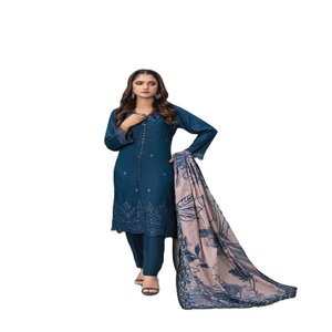 Silhouette droite de marque de haute qualité Shalwar Kameez pour les femmes pakistanaises vêtements d'hiver tissu de base vêtements brodés - Product Image 1