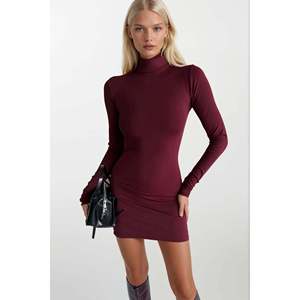 Robe Courte Balikci Yaka - Bordeaux - Bordeaux - Product Image 1