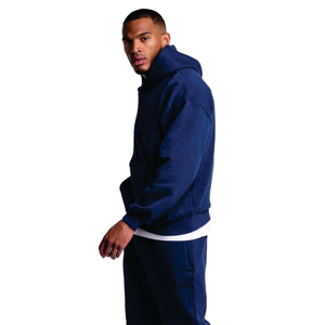 Sweat à capuche uni bleu pour homme, pour l'hiver |   Sweat-shirt en polaire de haute qualité en gros avec logo personnalisé - Product Image 1