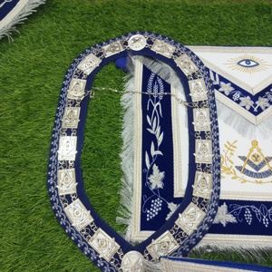 MASONIC REGALIA PAST MASTER TABLIER POIGNETS ET COLLIER BLEU ROYAL VELOURS HSE - Product Image 4
