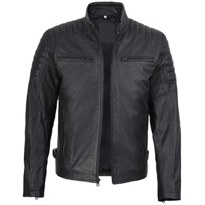 2026 OEM Hot Trending Original Black Cowhide Leather Jacket For Men's Zip Pockets 100%High Quality Low MOQ Winter Fashion Jacket - Product Image 1