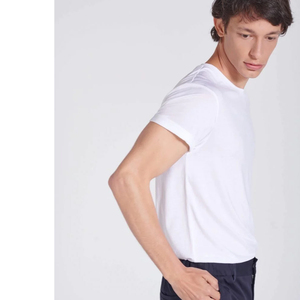 High Quality Shallow V Neck <b>White</b> Men's T-Shirt Custom Digital Print Soft Touch Polyester/Cotton Slim Fit <b>Tee</b> - Product Image 1