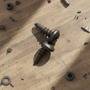 Tornillo autorroscante SDS de cabeza plana de acero al carbono recubierto de negro con arandela, accionamiento Phillips, rosca gruesa, grado 4.8/6.8, pulgadas, DIN/ISO PDC - Product Image 1