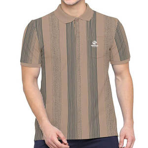 Polo à rayures colorées T-shirt polo à motif col rabattu T-shirts à boutons T-shirts d'affaires confortables et respirants - Product Image 1