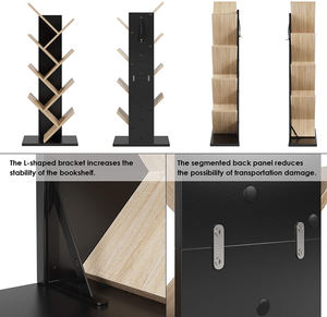 מפעל סיטונאי מודרני 9 Tier עץ אנכי ספר מדף סולם עץ סניף בצורת מדף ספרים - Product Image 3