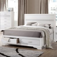 Ensembles de chambre à coucher modernes et simples en bois massif Sania avec finition blanche