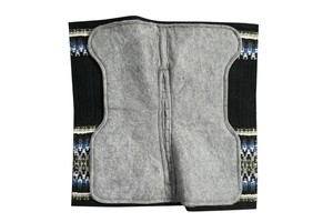 Tapis de selle en laine noire avec motif tissé coloré, logo frontal, taille basse, écologique, léger, unisexe - Product Image 4