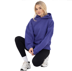 50% Cotton 50% Polyester Bold <b>Purple</b> Womens Oversized Hoodie Pullover Streetwear Drop Shoulder Relaxed Fit Fashion Winter Wear - Product Image 5