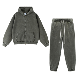 Ensembles de sweats à capuche pour hommes surdimensionnés personnalisés de haute qualité, lavés à la pierre et à l'acide - Product Image 3