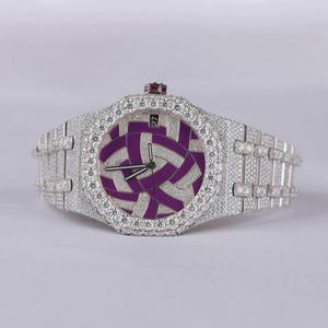 Luxurious Hip Hop Style Customized Stainless Steel <b>White</b> Round Moissanite Diamond Crafted Iced Out <b>Watch</b> <b>For</b> Men and <b>Women</b> - Product Image 1