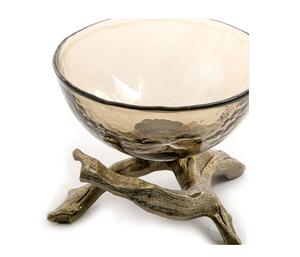 Bol décoratif en verre doré élégant Pièce maîtresse de table de luxe élégante parfaite pour l'affichage de la décoration intérieure - Product Image 3