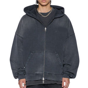 Sweat-shirts surdimensionnés pour hommes, streetwear, impression personnalisée en relief, logo, pull, taille américaine, 100% coton, sweat-shirt uni pour hommes, taille plus - Product Image 5