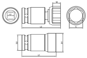 1/2 "Dr. Proveedor de Taiwán de enchufe universal de impacto potente de 2 vías - Product Image 2