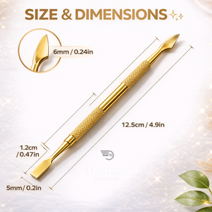 Gold Stainless Steel Cuticle Pusher Nail Scraper Double Sided Manicure Pedicure Tool Professional OEM Private Label High Quality - Product Image 3