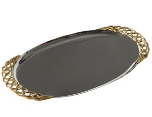 Plateau en métal avec motif de feuilles Plateau de service de luxe sûr pour les aliments Plateau et plat pour servir des chocolats et des desserts - Product Image 5