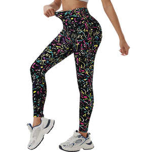 Leggings Deportivos de Yoga para Mujer, de Alta Elasticidad, con Estampado de Salpicaduras de Neón, Transpirables, Control de Abdomen, Largos - Product Image 6