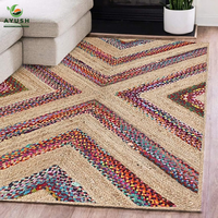 Tapis de chambre 8x10 en jute, coton et denim, tressé à la main, antidérapant, écologique, adapté aux animaux, avec options de personnalisation