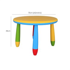 Juego de Mesa y Sillas Infantiles Redondas Amarillas, Plástico Resistente y Duradero, Tamaños 70x48cm y 38x35x67 cm - Product Image 4