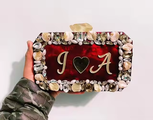 Sac à main de luxe pour femmes avec embrayage en résine strass de haut profil Style de mode par crescent crafts - Product Image 3