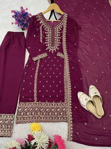 Elegante Traje Salwar Kameez de Seda para Todas las Temporadas, Atuendo Tradicional Indio Pakistaní de 3 Piezas para Mujer, Estilo Antra, Secado Rápido, para Fiestas - Product Image 6