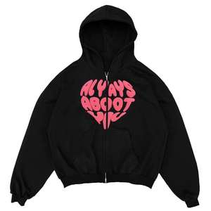 Nueva venta al por mayor de los hombres originales de gran tamaño Hip Hop Full Zip Up Hoodie de alta calidad de moda Hoodie Low MOQ transpirable Zip Up Hoodie - Product Image 6