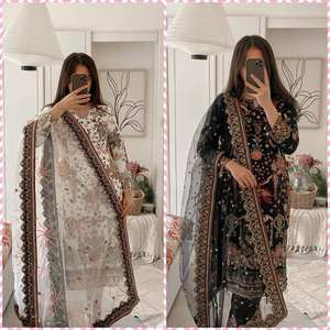 Beautiful Rayon Fabric Side Cut Embroidered Kurti Pant <b>Dupatta</b> Set Original Sequence Casual Wear Dress Parties Fully Stitched - Product Image 2