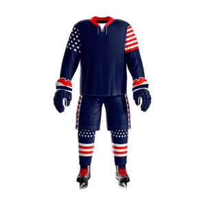 Uniformes de hockey sur glace avec logo personnalisé bon marché impression par sublimation 100% ensembles de hockey de vêtements de sport respirants en polyester - Product Image 5