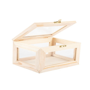 Hộp khung gỗ rắn với cửa sổ bên hộp lưu trữ Quà Tặng bằng gỗ W/Bảng kính trong suốt/Nắp có bản lề hộp hiển thị cửa sổ Acrylic - Product Image 5