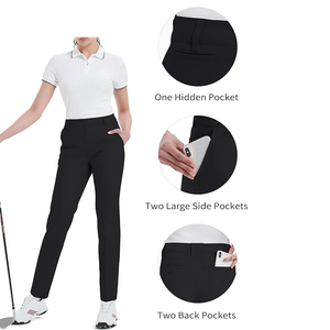 กางเกงกอล์ฟเอวสูงลำลองผู้หญิงพร้อมชุดเดรสผ้ายืดและเดรสที่มีข้อเท้าและเชือกผูกเอวสำหรับใส่ทำงานและออกนอกบ้าน - Product Image 4