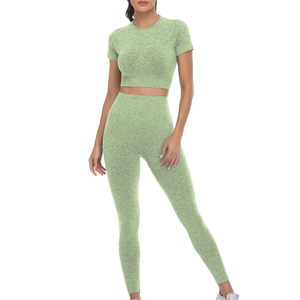 Ensemble de fitness pour femmes actives, taille haute, qualité supérieure, OEM personnalisé, vente en gros, leggings de yoga extensibles à taille élastique - Product Image 1