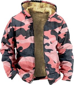 Sweat à capuche zippé pour homme Veste graphique doublée Sherpa d'hiver Cool Thermal Coat Tie Dye 100% Cotton Embroidered Outwear for Cold Time - Product Image 6