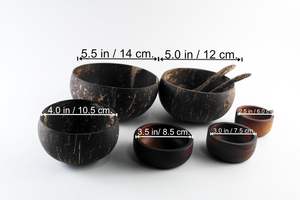 Ensemble de vaisselle artisanal et durable avec cuillères en bois, bol en noix de coco, bol naturel fait à la main, vaisselle durable en gros - Product Image 4