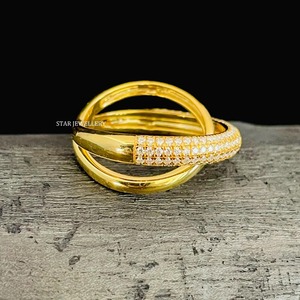 Bague de mariage en or massif Cris Cross Overlap 14K. - Product Image 4