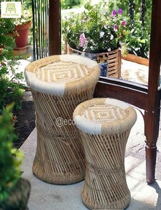 Table d'appoint Ottomane en rotin de bambou vintage, tabouret Mudda multicolore antidérapant, console en incrustation d'os, design moderne, jardin - Product Image 3