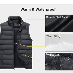 Fully Zip Sleeveless Breathable High Quality Casual Filled <b>Heated</b> Puffer <b>Vest</b> Stand Collar Winter Warm Canvas Customize Design - Product Image 4