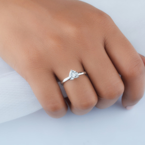 แหวนเพชรเม็ดเดี่ยวทรงหัวใจสำหรับผู้หญิงโรแมนติค14K 18K สำหรับ0.93โรแมนติก - Product Image 6