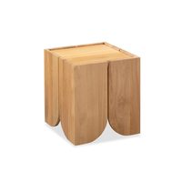 Table d'appoint multifonctionnelle en teck massif de haute qualité, faite à la main, durable, moderne, écologique, pour l'intérieur/l'extérieur, salon