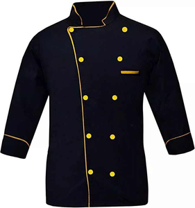 Manches longues Double boutonnage Restaurant cuisine cuisine travail uniforme hommes Chef manteau Polyester de haute qualité - Product Image 1