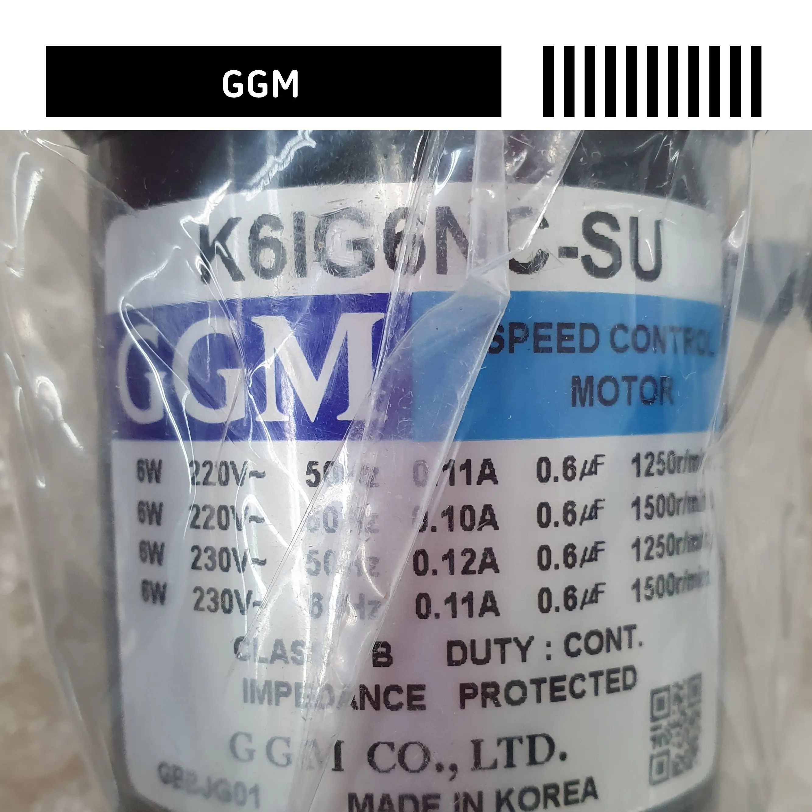 GGM K6IG6NC-SU มอเตอร์ควบคุมความเร็วผลิตในเกาหลี
