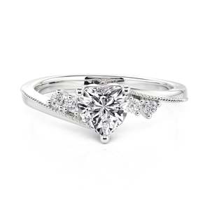 Jeulia Sterling <b>Silver</b> Beaded Bypass Heart Promise <b>Ring</b> for <b>Men</b> - Product Image 1