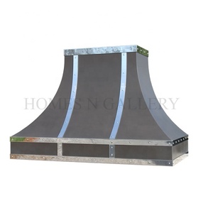 Campana de Cocina de Acero Inoxidable con Acabado de Zinc, Diseño Clásico, Montada en la Pared, para Chimenea, Isla de Cocina, Estilo Rústico, Personalizable - Product Image 1