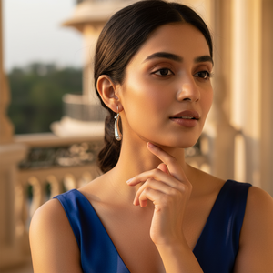 Boucles d'oreilles pendantes en argent 925 avec perle pour femmes, bijoux élégants et tendance - Product Image 2