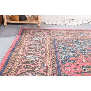 Rose Bleu Traditionnel Vintage Tapis Turc Grande Surface 9.5 X 12.5ft Classique Rectangle Motif Laine Latex Patchwork Technique De Tissage - Product Image 2